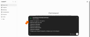 Página web del asistente de IA. Se muestra el archivo adjunto de hoja de cálculo y el prompt en el cuadro de texto correspondiente.