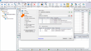 Quercusoft. Cuadro de diálogo "Asignar análisis". El panel "Configuración" está expandido. Una flecha señala la opción "Avanzado" en el grupo de controles "Modo", la cual está seleccionada.