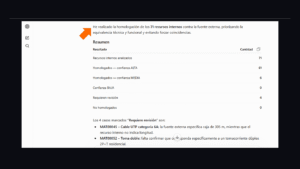 Asistente de IA. Se muestra el informe de la ejecución del prompt y una flecha lo señala.